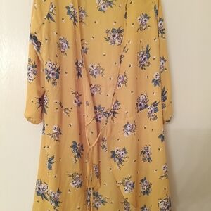 Floral Yellow Kimono Cardigan